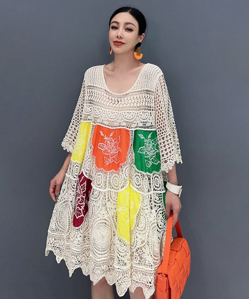 Crochet Flower Block Dress