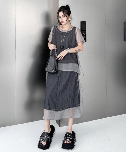 Sheer Stitch Top&Skirt Co-ord