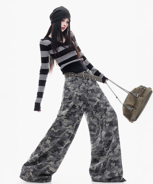 Cable Stripe VNeck Top