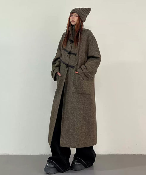 Herringbone Toggle Long Coat