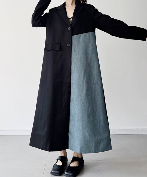 Contrast Paneled Tailored Coat