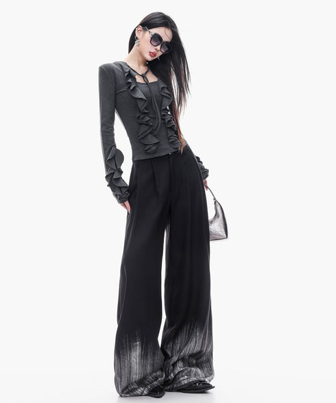 Gradient Hem Wide Slacks