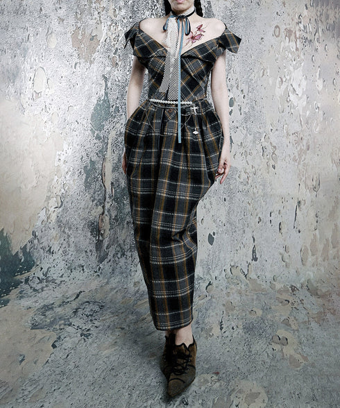 Plaid Fold Line Dress