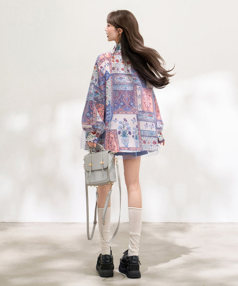 Mosaic Veil Toggle Blouse