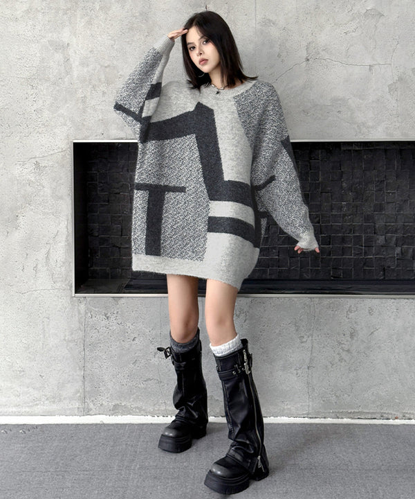 Abstract Block Knit Top