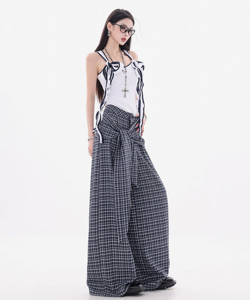 Grid Wrap Wide Pants