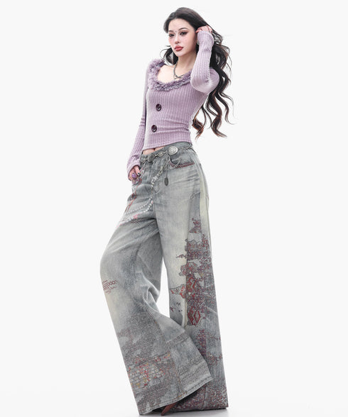 Frayed Contrast Knit Top