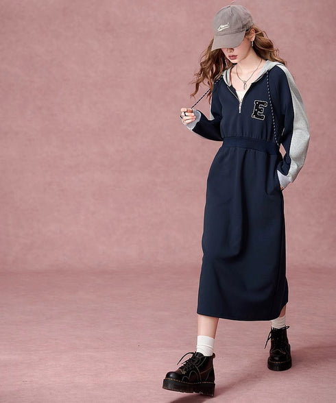 Varsity Hood Midi Dress