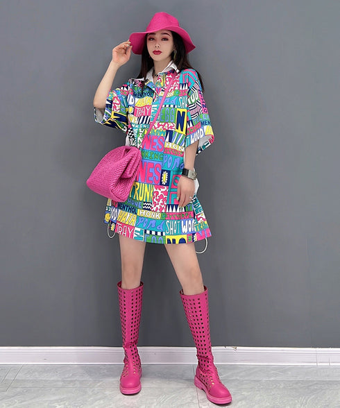 Colorful Graphic Polo Top