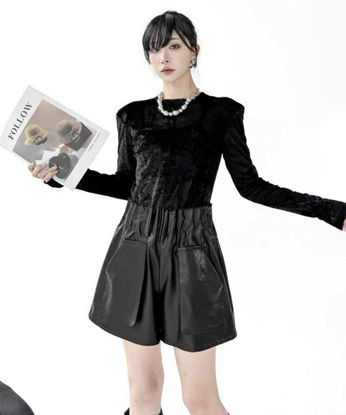 Glossy Wide Short Pants