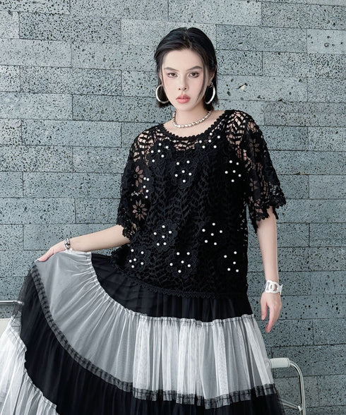 Flower Pearl Crochet Top