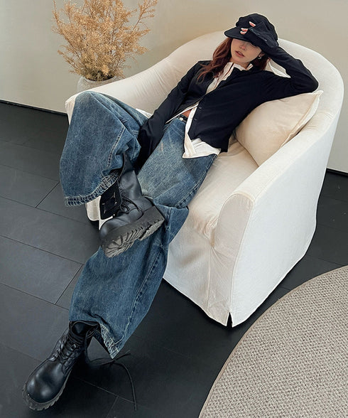 Layered Contrast Button Cardigan