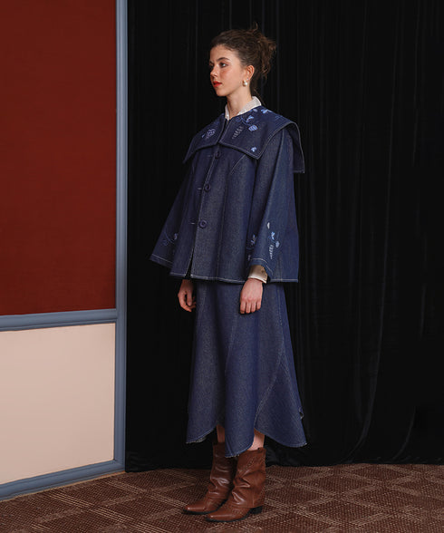 Grape Embroidered Denim Jacket