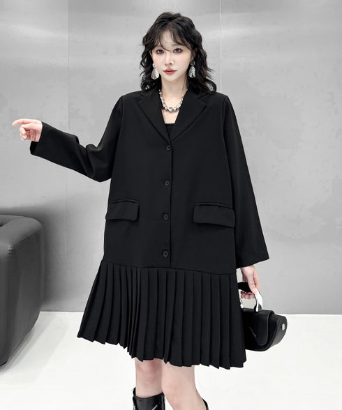 Pleated Hem Tailored Jacket Dress