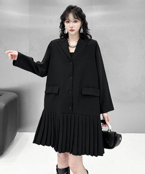Pleated Hem Tailored Jacket Dress