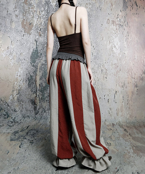 Stripe Gather Balloon Pants