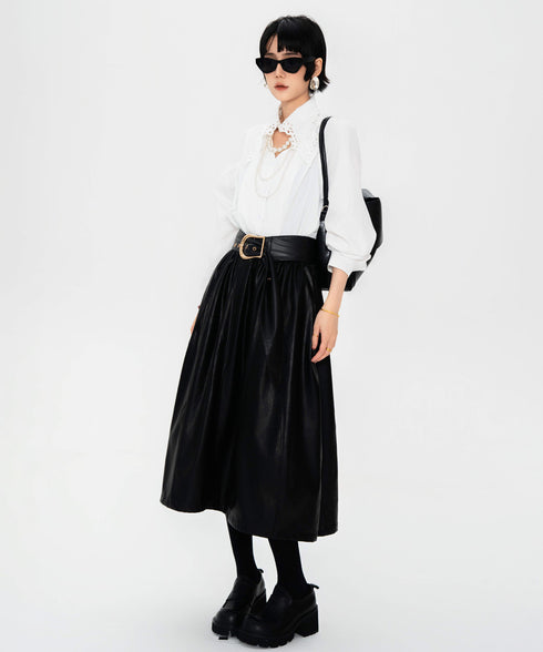 Lace Collar Volume Sleeve Blouse