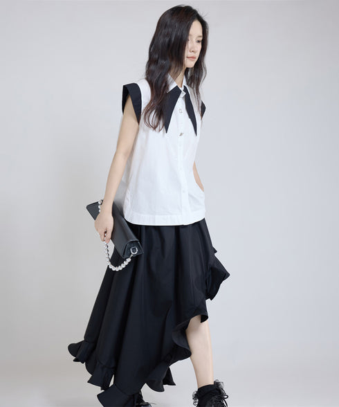 Contrast Collar Blouse