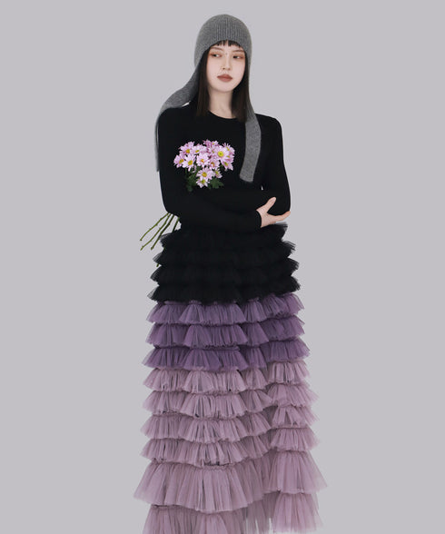 Cascade Frill Long Skirt