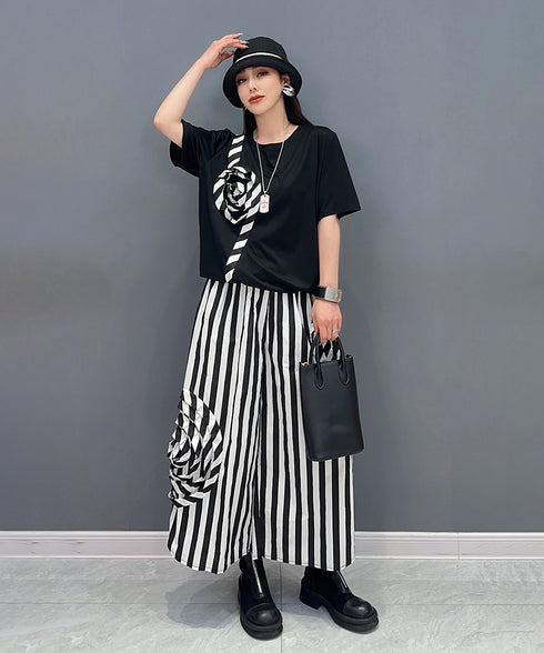 Stripe Rose Top & Pants Co-ord