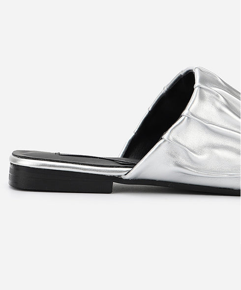 Crinkle Square Backless Mules