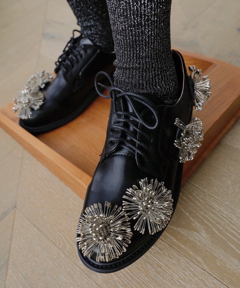 Metal Cluster Decor Derby Shoes