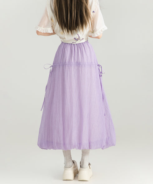 Sheer Balloon Hem Skirt