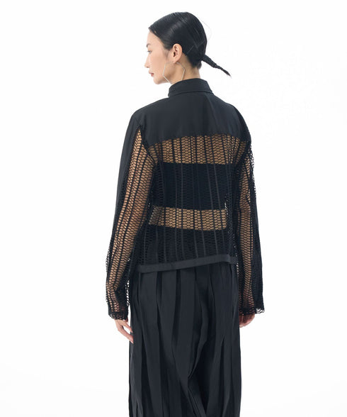 Mesh Zip Utility Blouse
