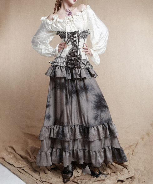 Layered Frill Lace-Up Corset Belt