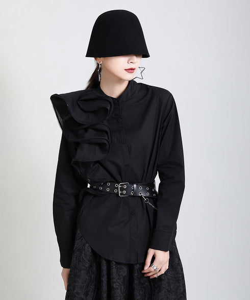 Glossy Dot Bow Blouse