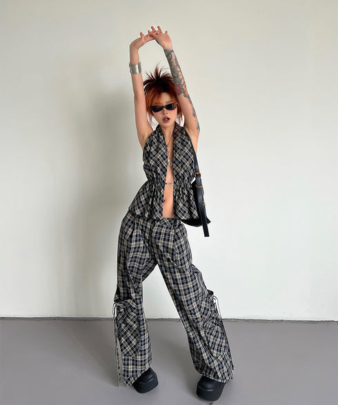 Plaid Vest Top & Cargo Wide Pants Series