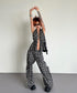 Plaid Vest Top & Cargo Wide Pants Series