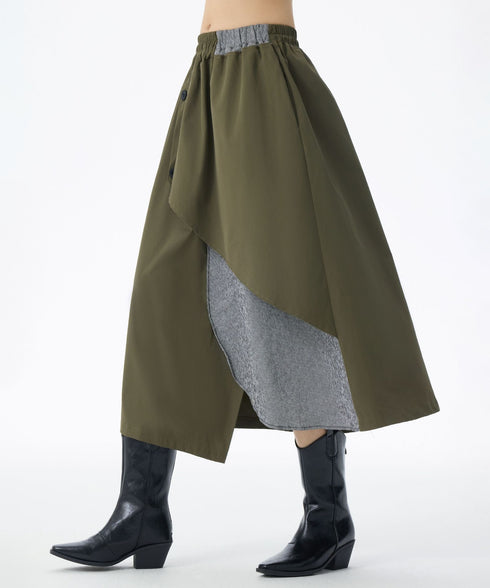 Layered Button Design Skirt