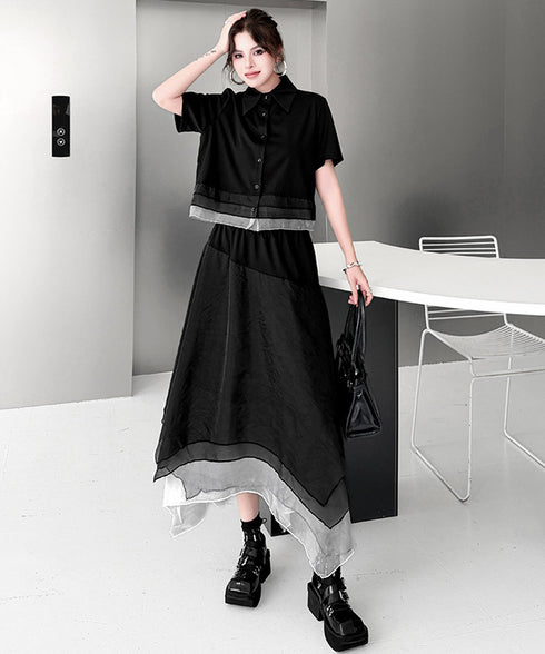 Layer Veil Blouse & Skirt Co-ord