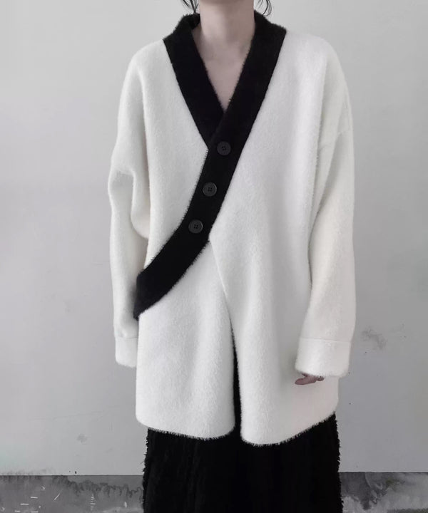 Diagonal Button Knit Top