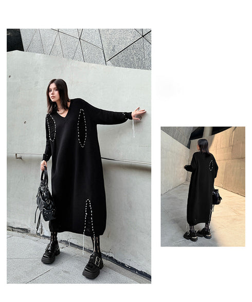 Fringe Stitch Knit Dress