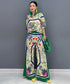 Floral Frame Blouse&Pants Co-ord