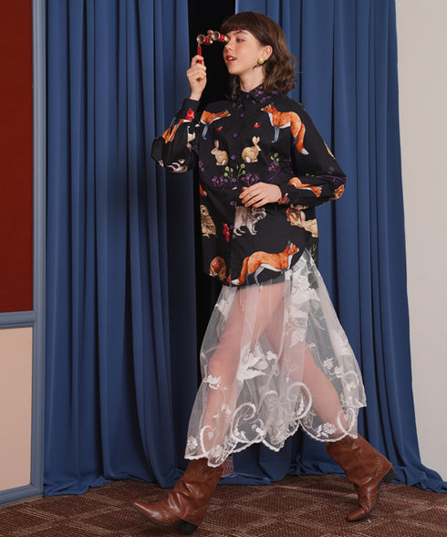 Forest Animal Printed Blouse