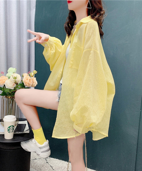 Airy Stripe Over Blouse