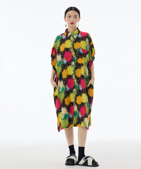 Splash Bloom Shirt Dress