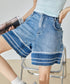 Line Hem Denim Shorts