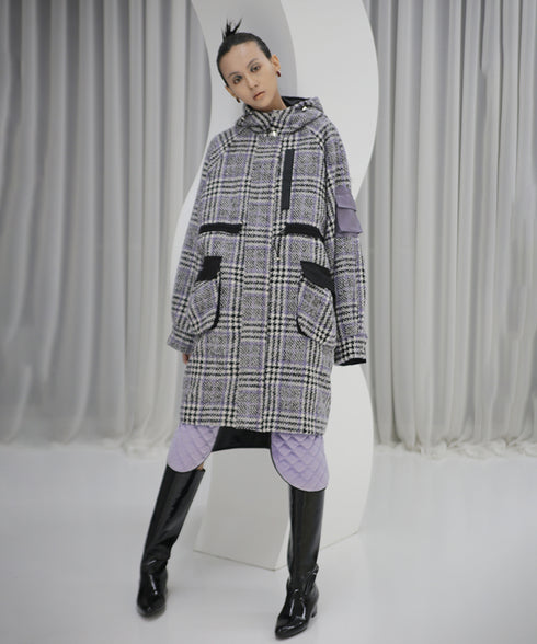 Graph Plaid Tech Coat