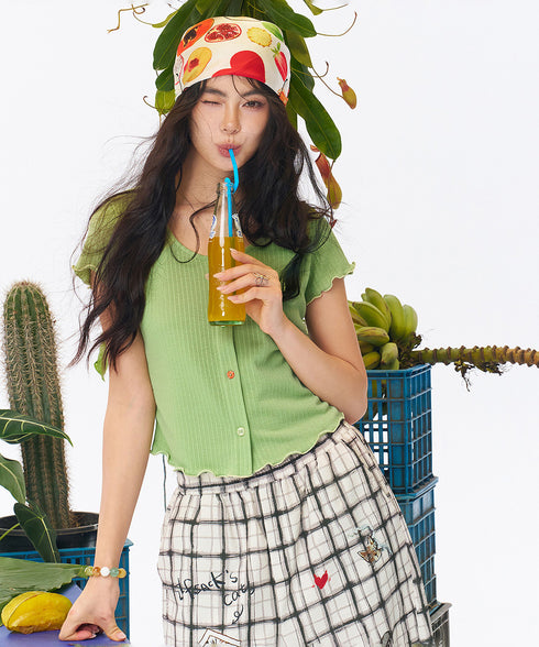 Mellow Rib Button Top