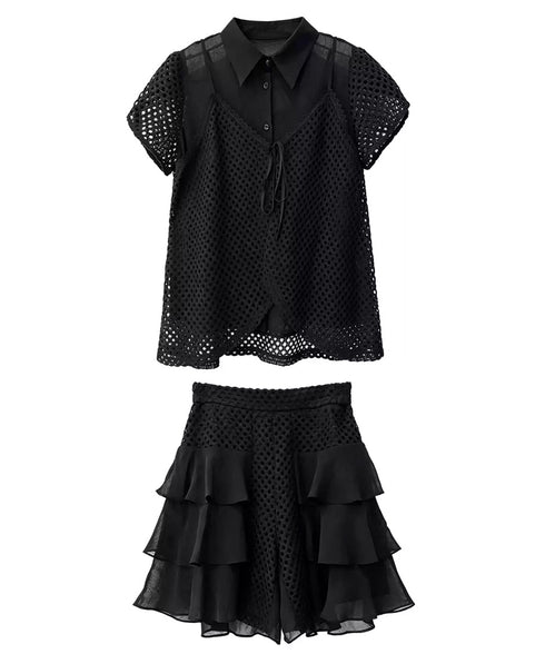 Open Frame Blouse & Shorts Co-ord