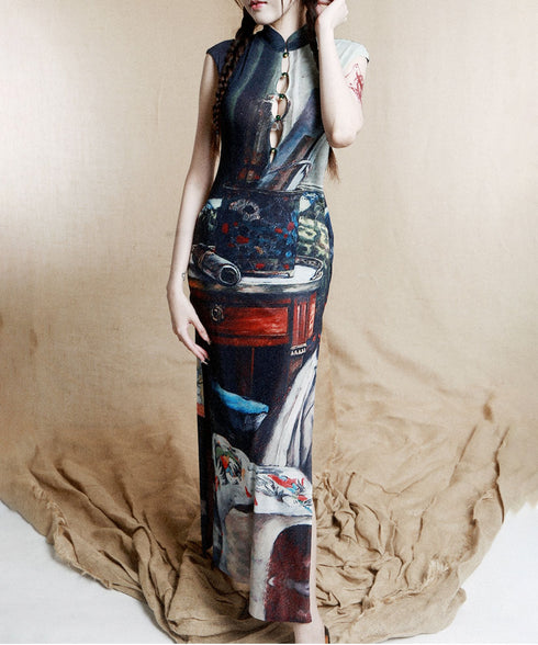 Still Life Print Slim Dress