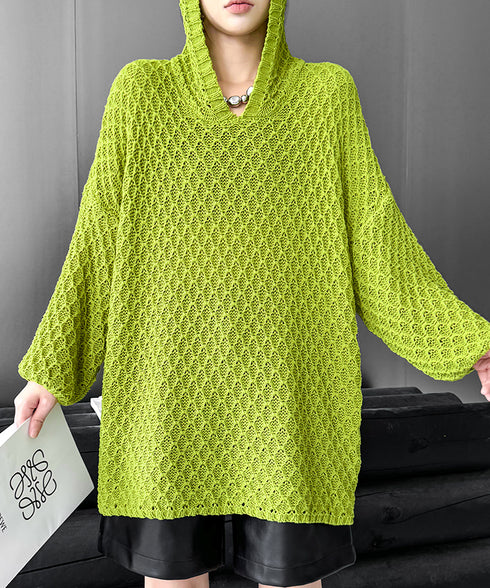 Textured Knit Hoodie Top