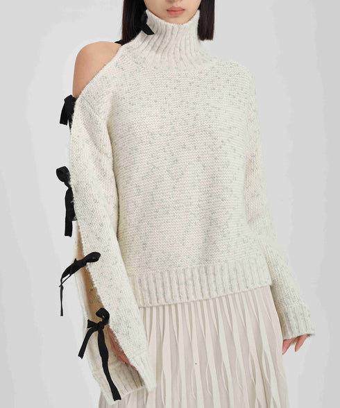 Ribbon Cutout Knit Sweater