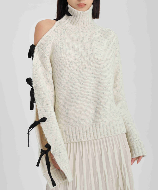 Ribbon Cutout Knit Sweater