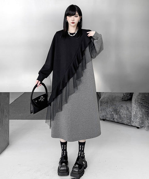 Sheer Frill Panel Cut Dress