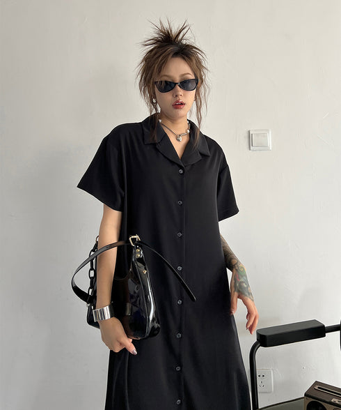 Dark Loose Shirt Dress